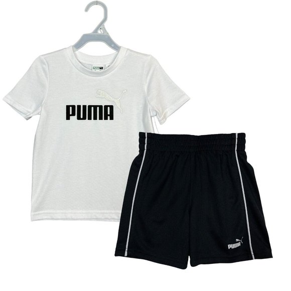 Puma Baby Boys T- Shirt & Shorts Set Size 12 Months Black /White Summer Outfit - Picture 1 of 10
